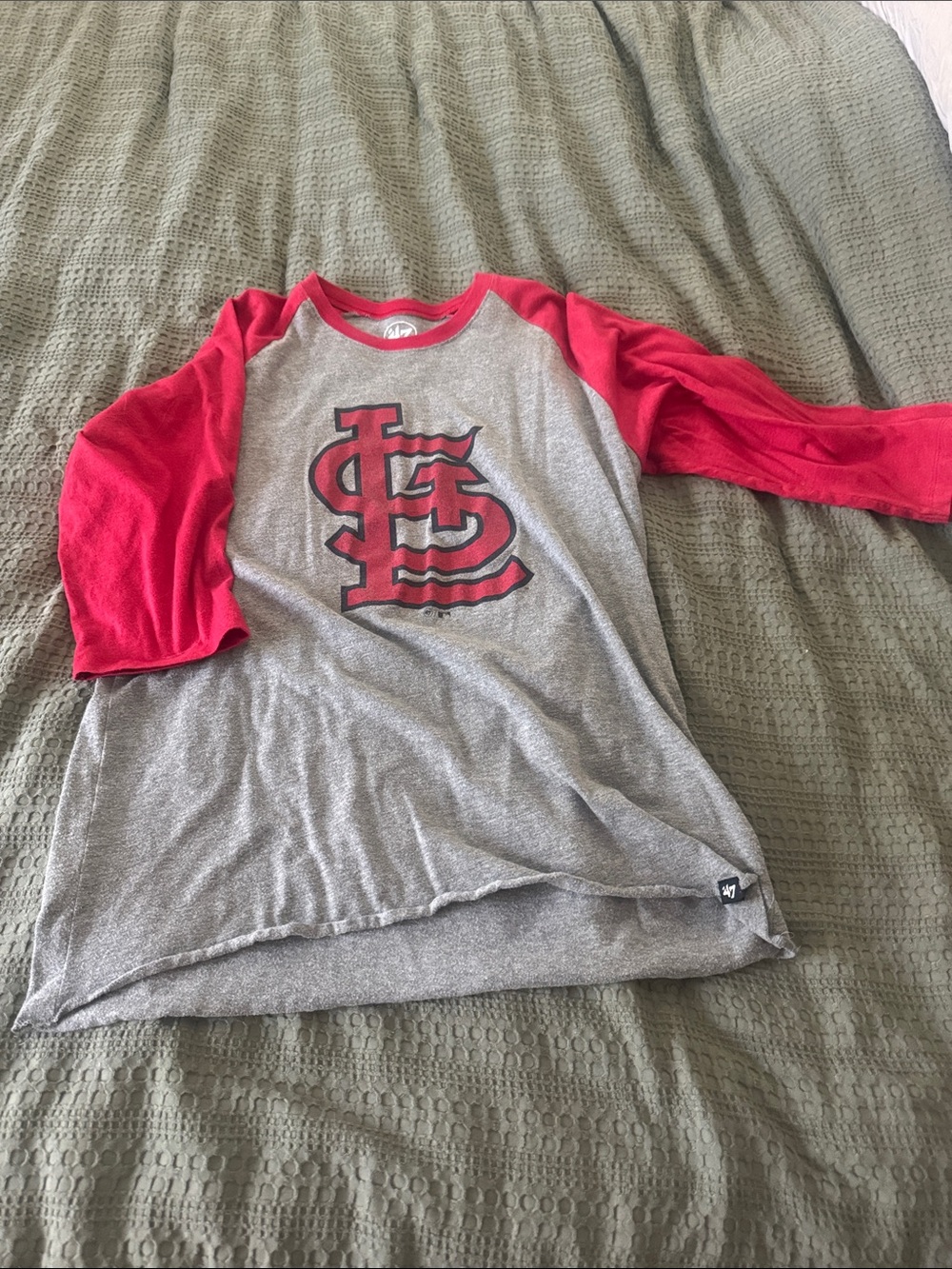 St. Louis Cardinals Raglan Tee - Gray & Red